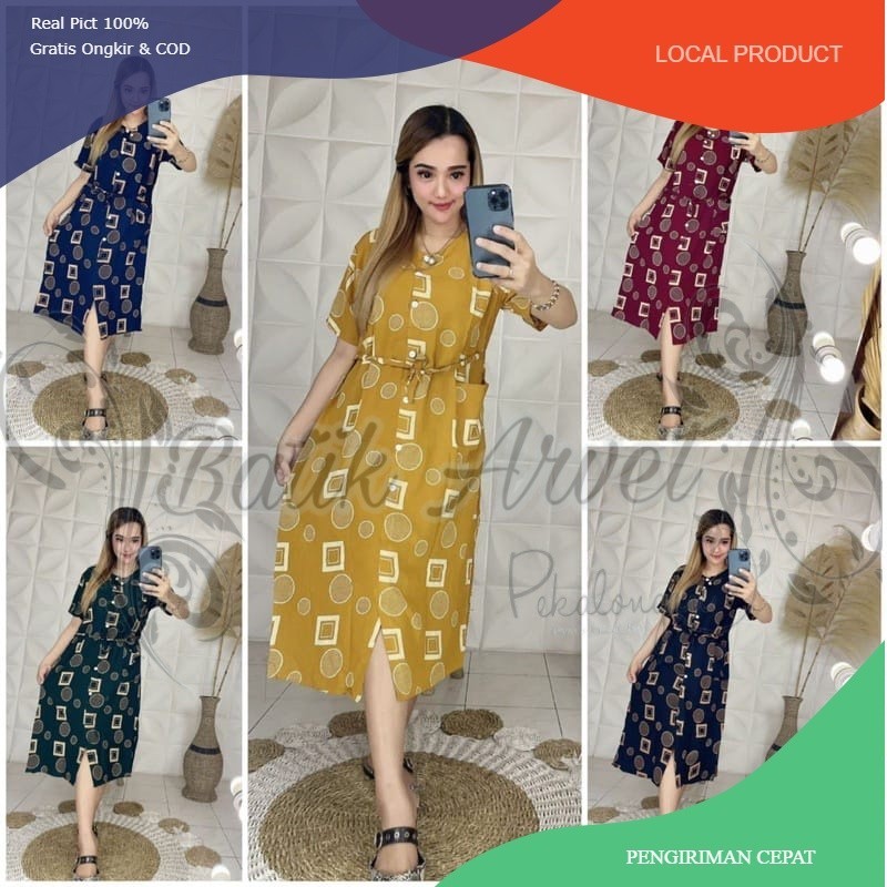 BISA COD | DRESS DASTER ANDIN IKATAN CINTA MOTIF KOTAK | FASHION KEKINIAN | BUSUI KANCING DEPAN | BA