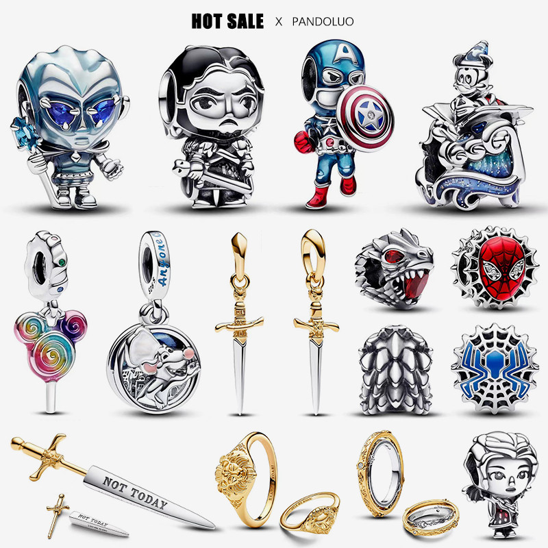 2024 New in Marvel Captain America Charm Beads Fit  Bracelet Women 925 Silver Disney Game of Thrones