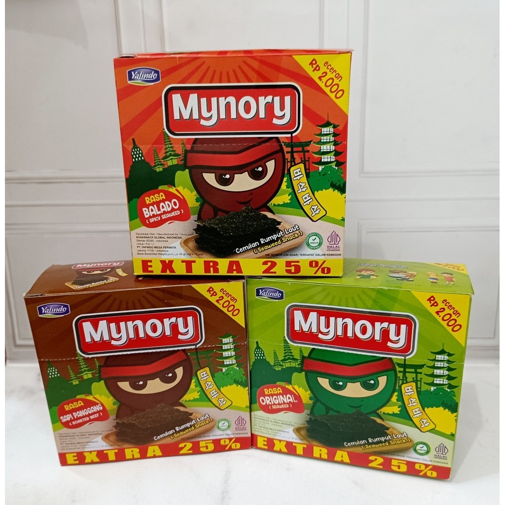 

Mynory Snack Rumput Laut Rasa Original / Sapi Panggang / Ayam Panggang/ Balado