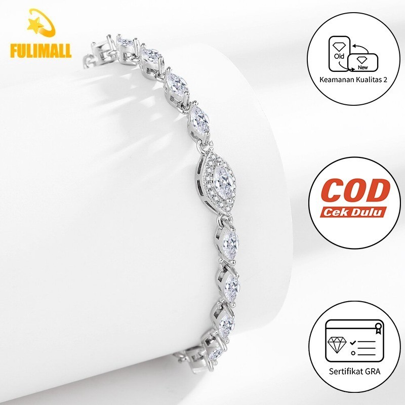 FULIMALL Gelang Mata Setan Moissanite Tarik Dapat Disesuaikan Stok