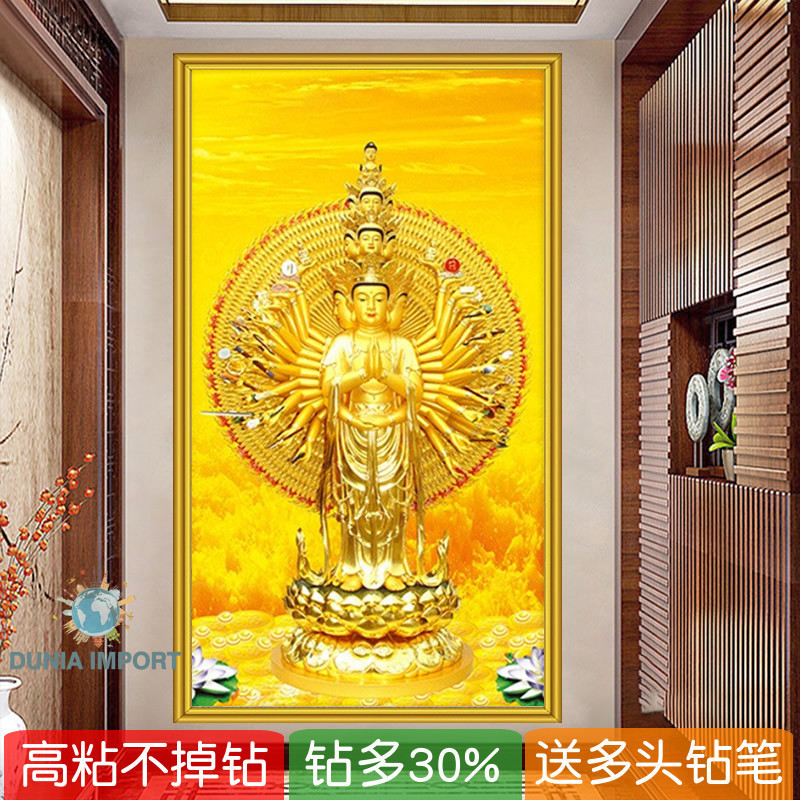 DIY Diamond Painting 5D Lukisan Berlian Guanyin Seribu Tangan 5d Model Baru Berlian Penuh Pasta Berk