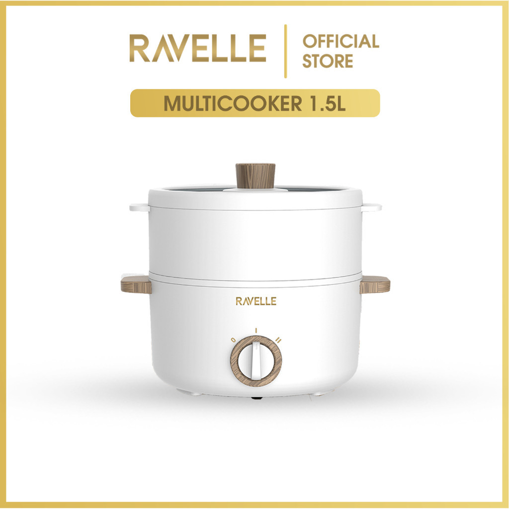 RAVELLE Multicooker 1.5 Liter Panci Kukusan Listrik Multifungsi Low Watt