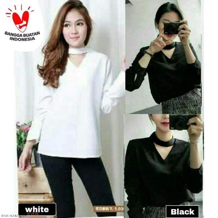 Baju Blouse winne RO Blouse Wanita twiscont putih Kekinian
