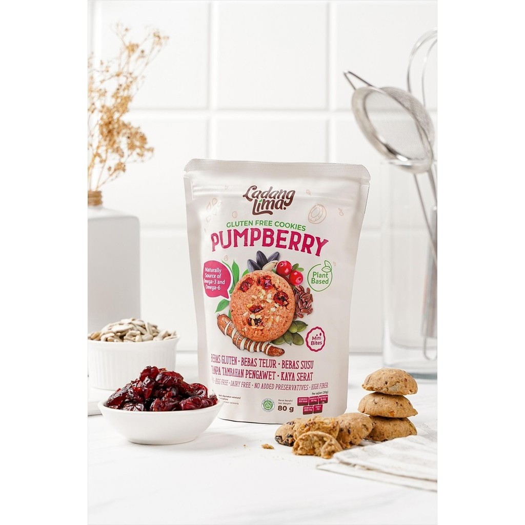 

Ladang Lima Pumpberry Mini Bites 80g Gluten Free Cookies Kue Kering