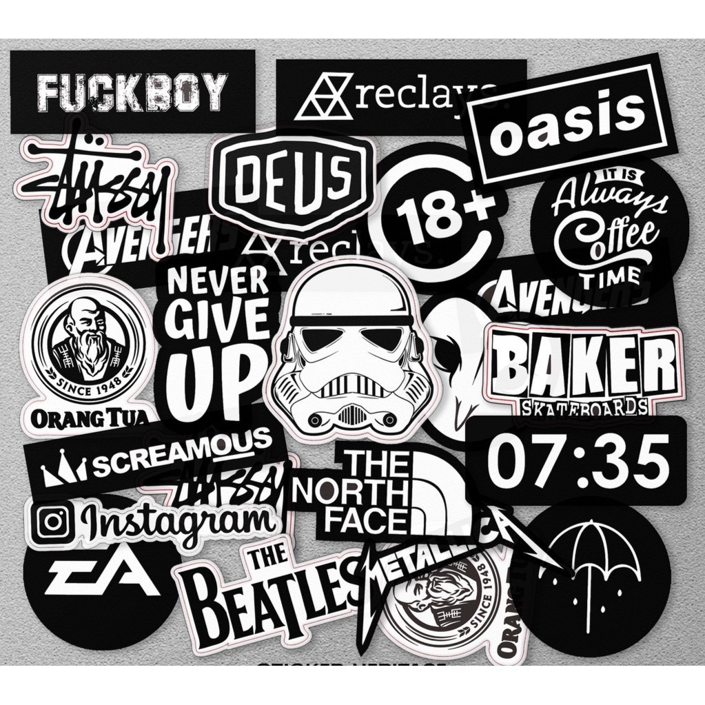 Stiker Murah Aesthetic BLACK & WHITE STIKER TUMBLER HP | STIKER LAPTOP