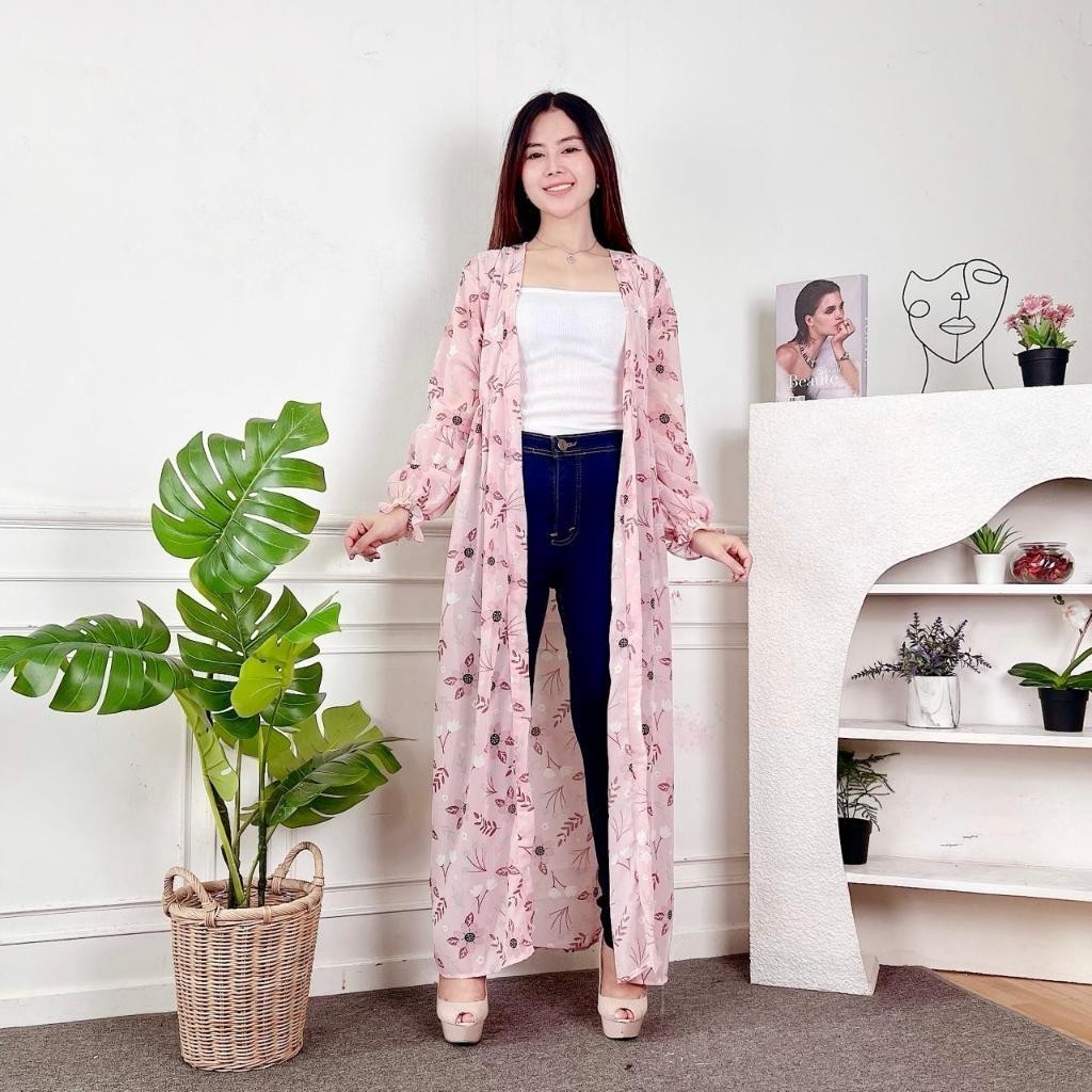 W & K - ZEC PAKAIAN WANITA JENA / Cardigan Kinan BABYDOLL MOTIF / Pakaian Wanita Luaran / Long Outer