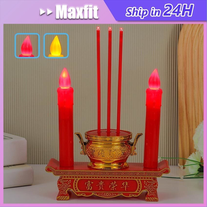 Lampu Lilin Led Lampu Dupa Hiolo Set Listrik Tempat Dupa Hio Elektrik Baterai Lampu Led Lilin Listri