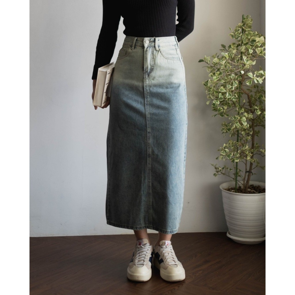 CC - Rok Jeans Span Gradasi Tamira Skirt Highwaist Korean Style Wanita Remaja Kekinian Casual Outfit