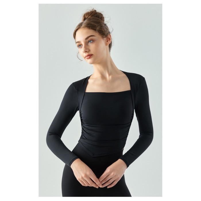 [KUALITAS TERBAIK] WORKASPORTWEAR.ID - RINI LONGSLEEVE TOP - ATASAN YOGA PILATES - BLACK, L