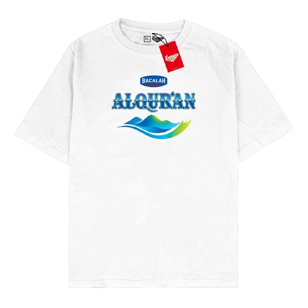 Kaoshan Co - Kaos Baju Distro Religi Islami Bacalah Al-Quran Plesetan Logo Pakaian Unisex Pria Wanit