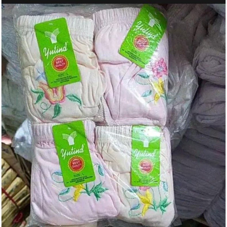 6pcs CD  Celana dalam dlm Wanita bahan katun motif bordir merek yutind