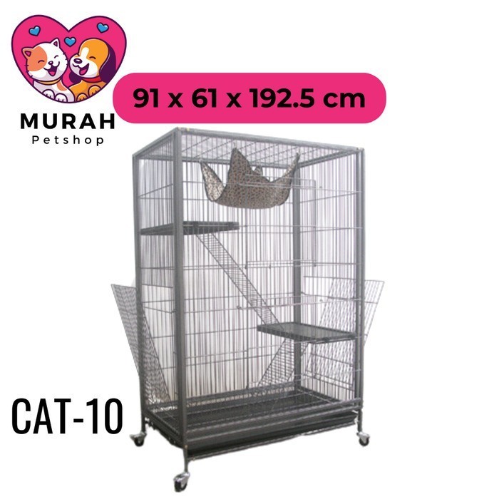 Kandang Kucing Besar Besi Kokoh & Tebal 3 Lantai OCTAGON CAT-10