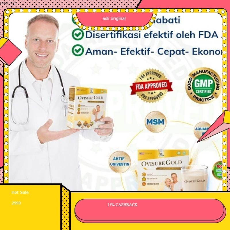 

GROSIR OVISURE GOLD PAKET 1 BOX Ovisure Gold Susu Obat Vitamin Tulang & Sendi Syaraf Kejepit Keram Original Asli 100% 1 BOX Isi 12 sachet