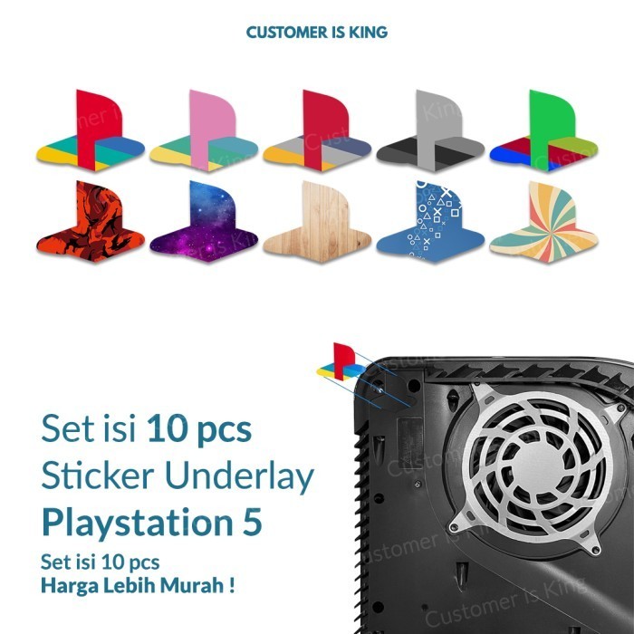 

✨LARIS✨ -10 Pcs Motif Sticker PS5 Playstation Logo Underlay Console Decal Plate - PS5 FAT