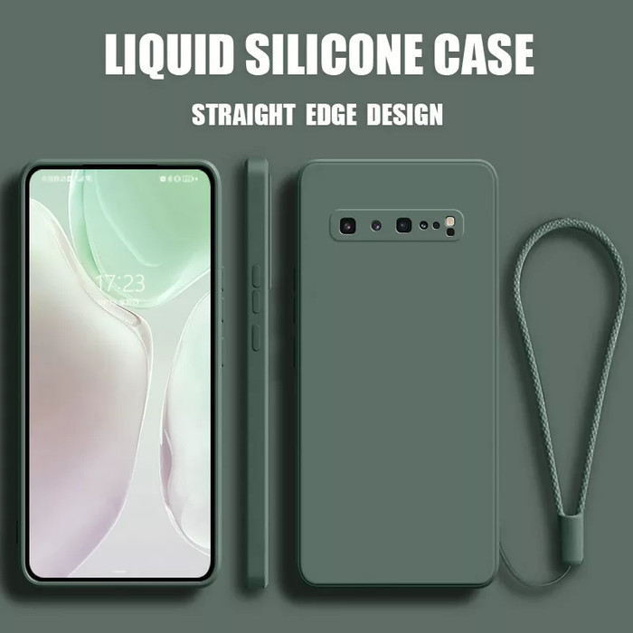 Case Samsung s10 S10 Plus Baby Skin FREE tali Casing Liquid Silicone - Hijau, S10 PLUS