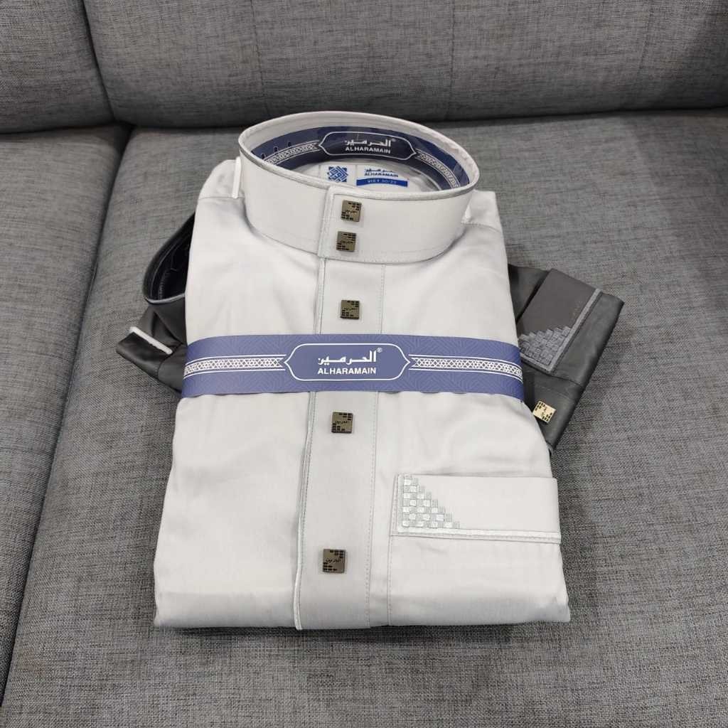 AL Haramain Jubah / Gamis Pria Dewasa Premium Bordir (14) | Abu Tua | Silver