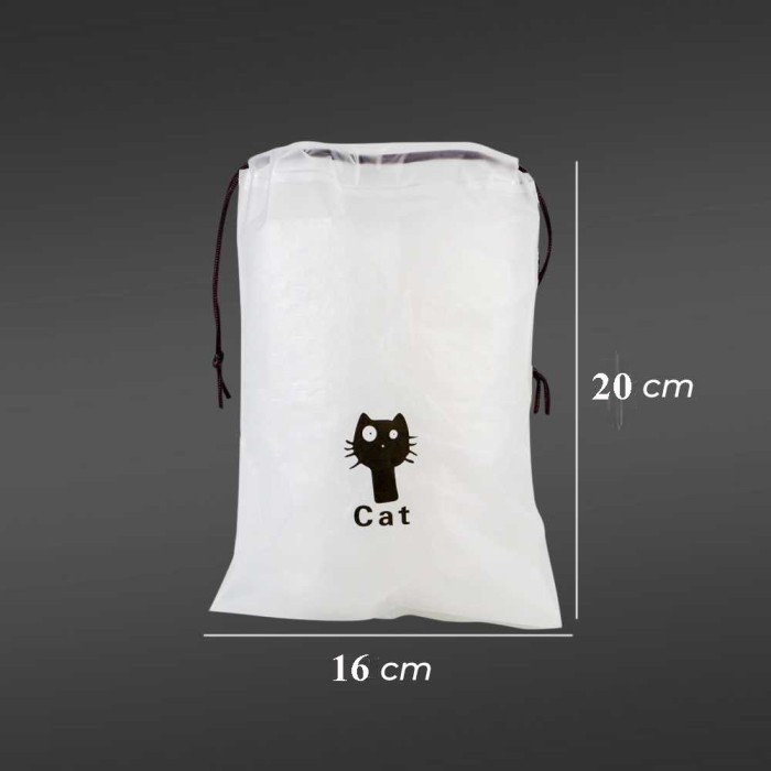 Tas Plastik Serut Kantong Sepatu Sabun Kosmetik Travel Pouch Organizer - 16x20 (Plastik)