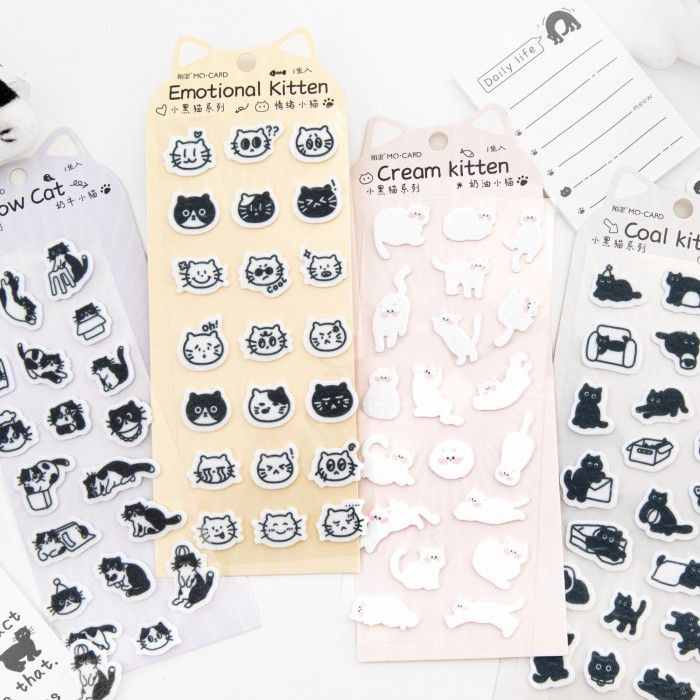 

Sticker Kucing Lucu 3D Timbul Stickers Deco Journal BLACK CAT EDITION