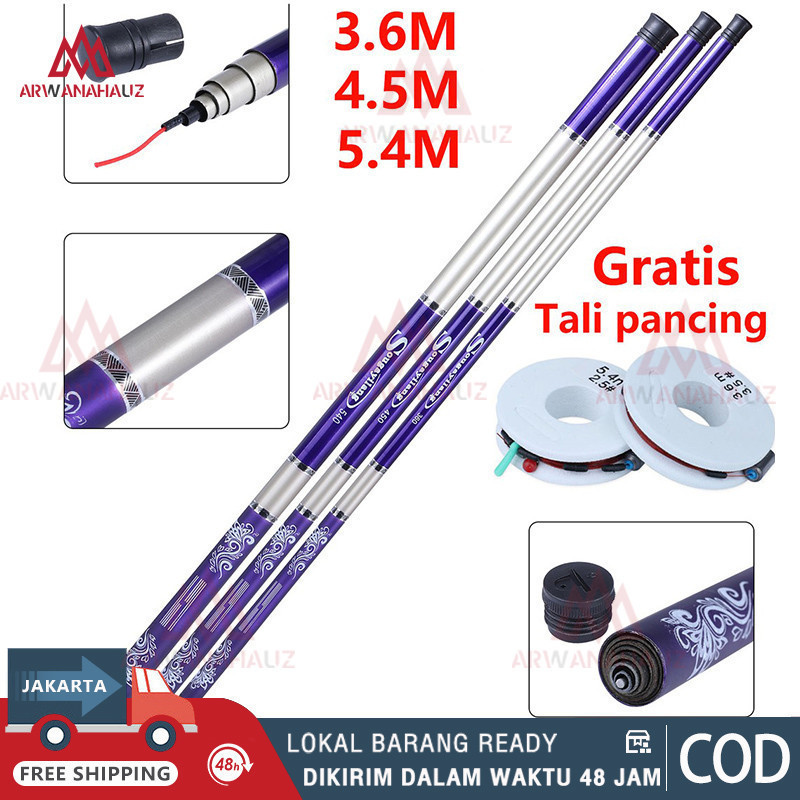 2.7M-6.3M Kualitas Tinggi Super Ringan Serat Kaca Keras Tangan Pancing Portabel Teleskopik Pancing J