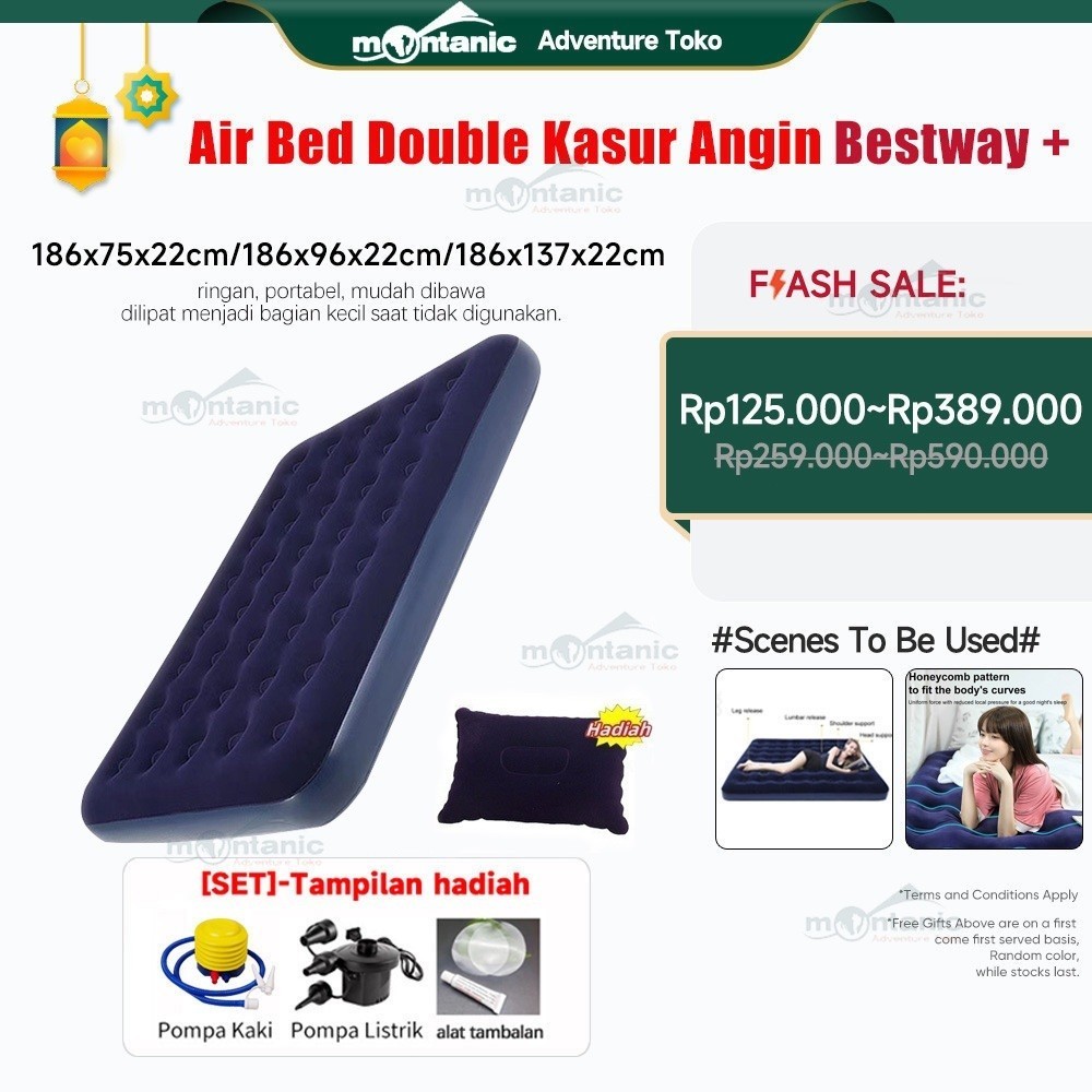 Kasur Angin / Air Bed Double Kasur Angin Bestway + pompa manual Bestway Paket Kasur Angin Double Bir