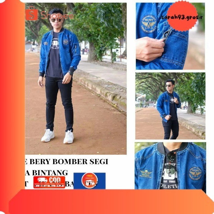 ✨BESTSELLER✨ -JAKET BOMBER JEANS XXL TERMURAH DENIM PRIA UKURAN JUMBO XXL TERLARIS - gambar 6, XXL