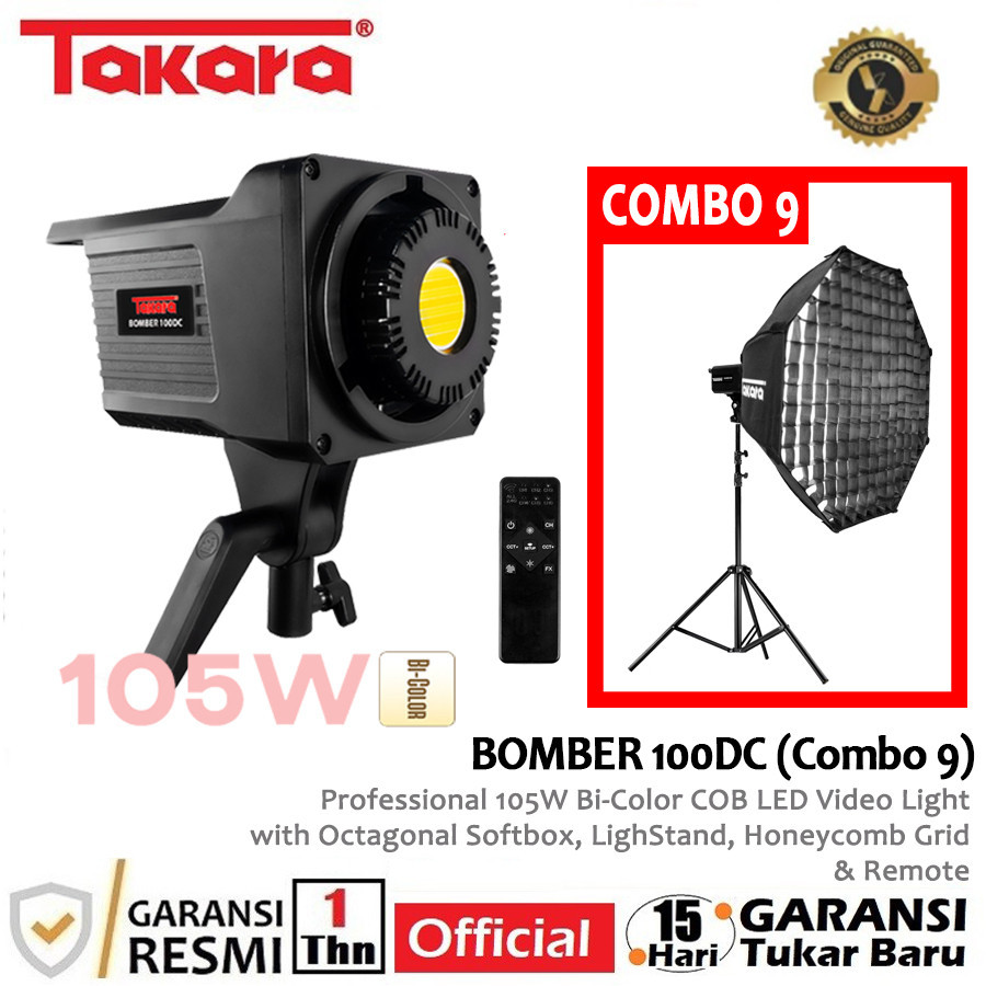 Takara BOMBER 100DC COMBO 9 Professional 105W Bi-Color COB LED Video Light