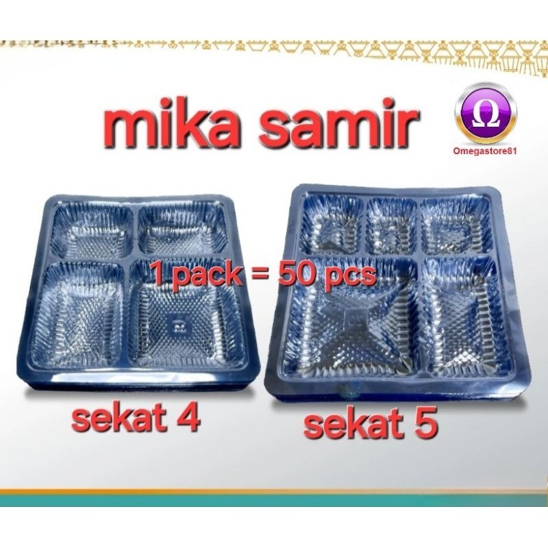 Mika kotak nasi sekat 4 18x18cm sekat 5 20x20cm oripack tebal berkualitas