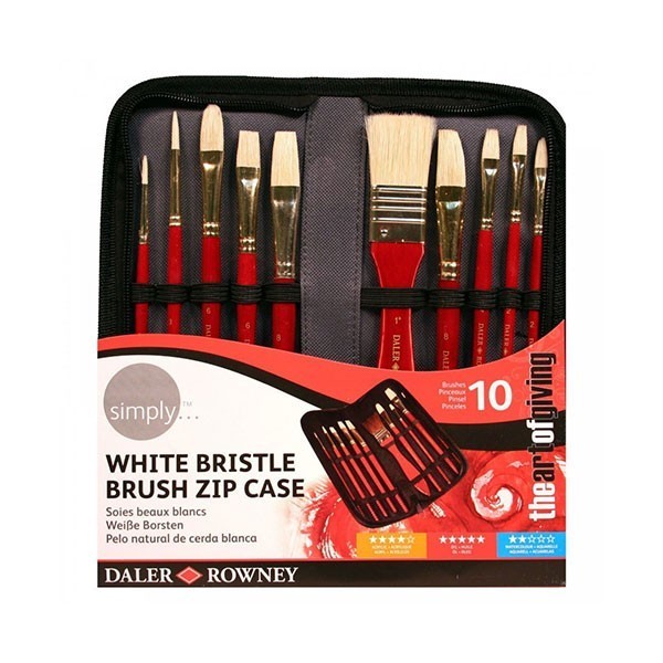 

Daler Rowney Simply Brush Set 10 with Brush Zip Case Kuas Lukis - WHITE BRISTLE z1