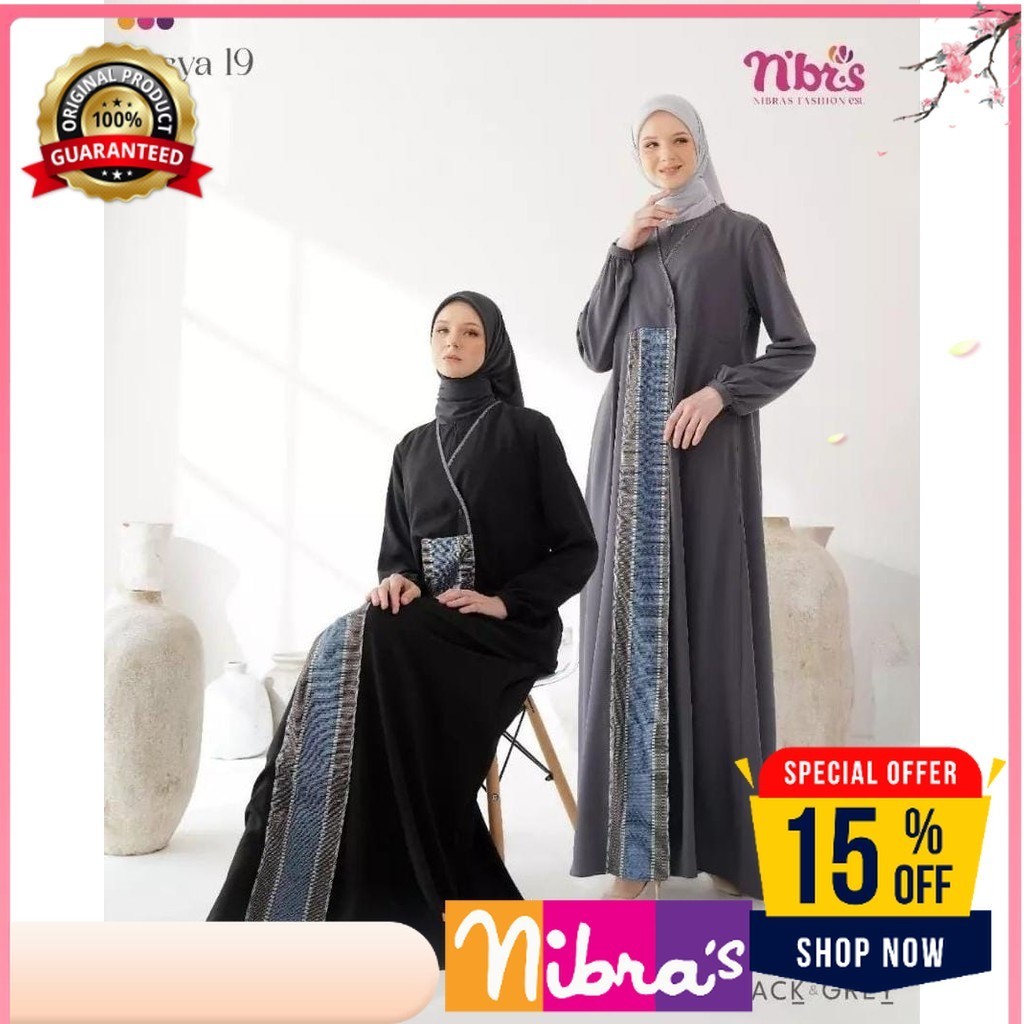 GAMIS NIBRAS RESYA 19 GAMIS ABAYA HITAM GAMIS ABU
