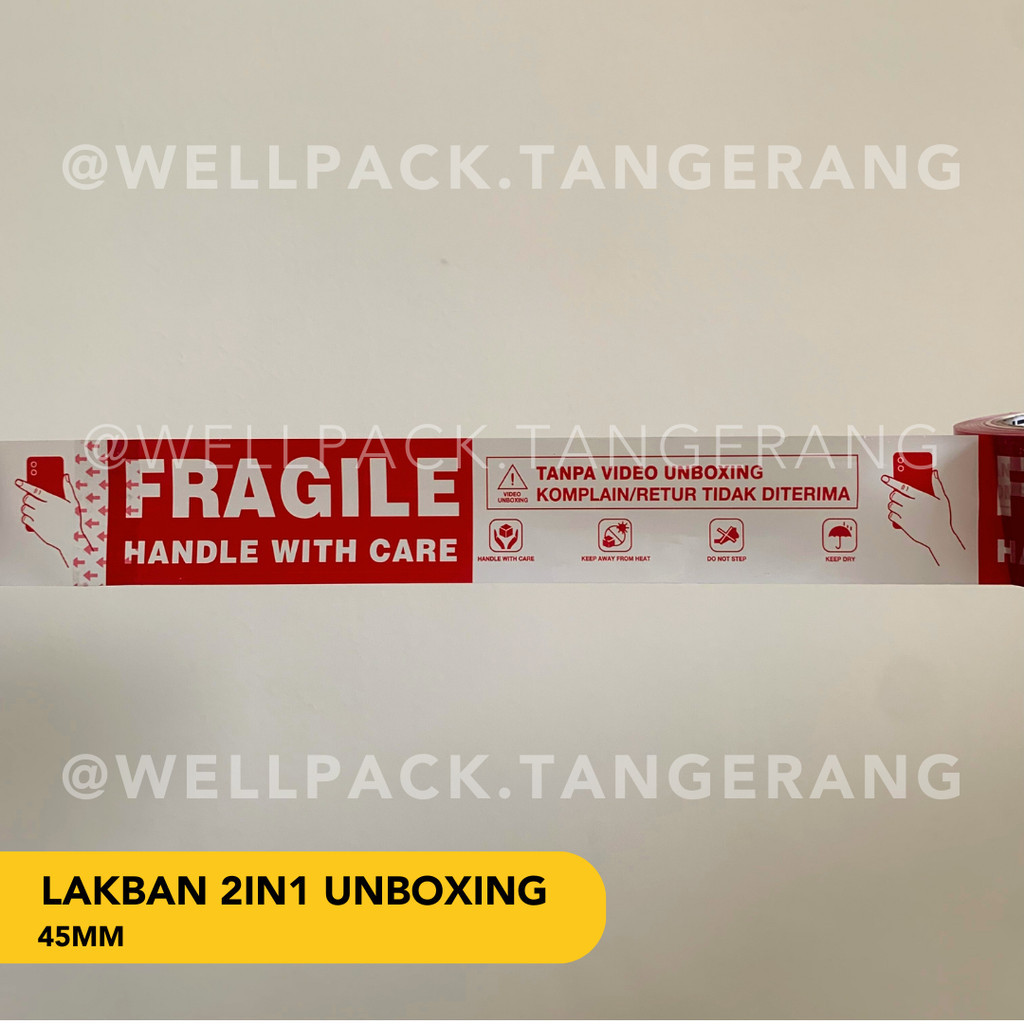 

Salin (PER DUS) Lakban Herotape FRAGILE UNBOXING 2IN1| 45micron Premium Super Tebal | HARGA PABRIK