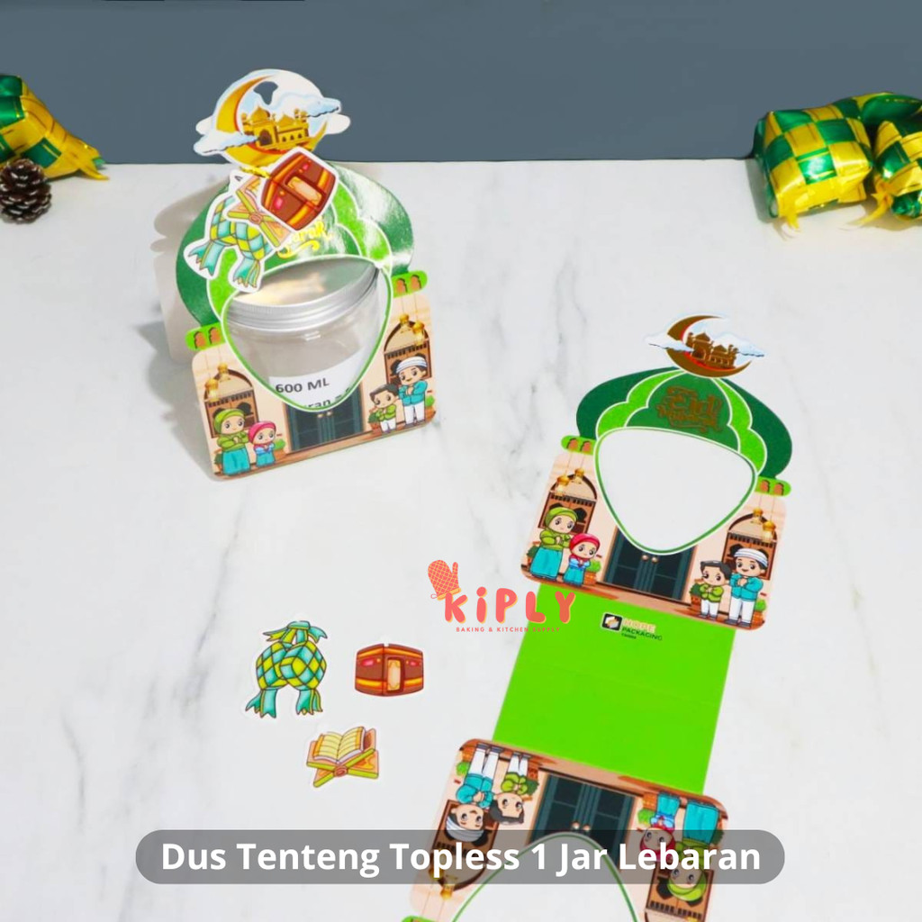 

Dus Tenteng Topless 1 Jar Lebaran/Dekorasi Idul Fitri/Box Souvenir Hampers Idul Fitri/ Kotak Kue Lebaran