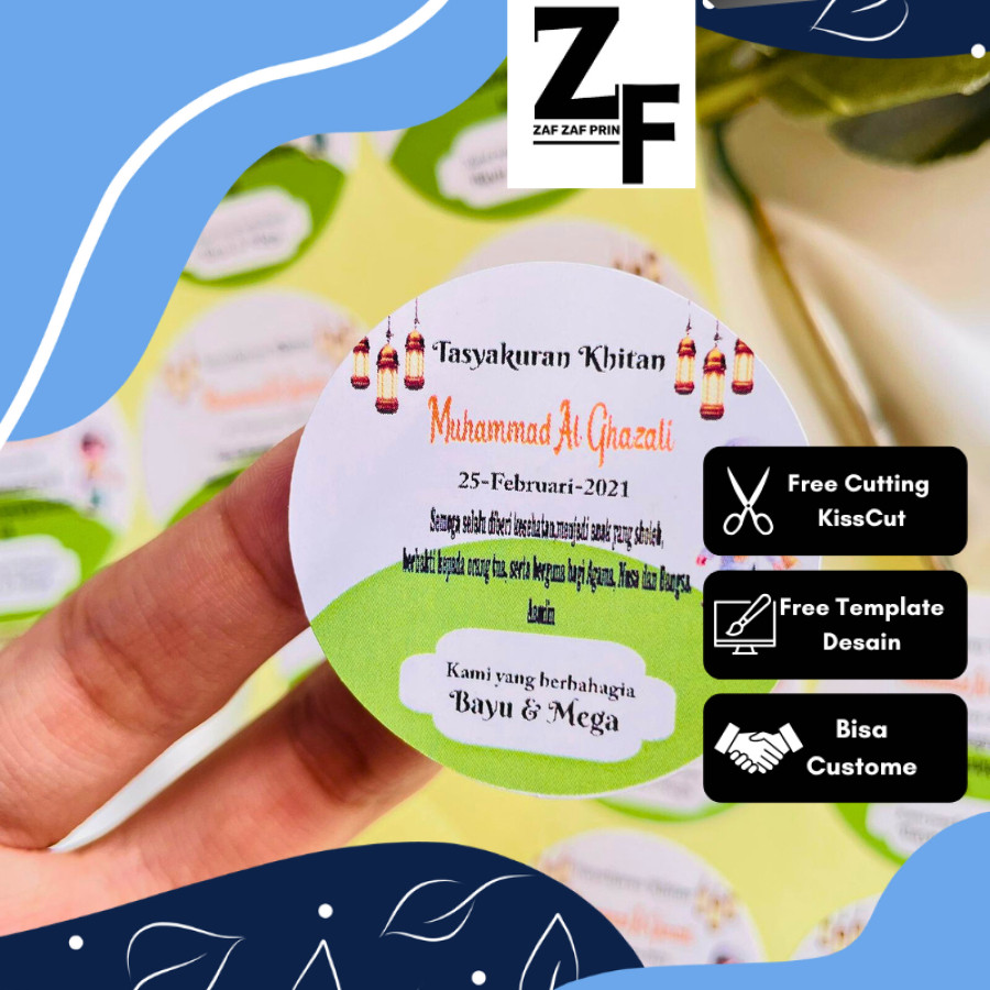 

ZAF 2-6 STIKER LABEL CHROMO TASYAKURAN KHITAN SYUKURAN WALIMATUL KHITAN