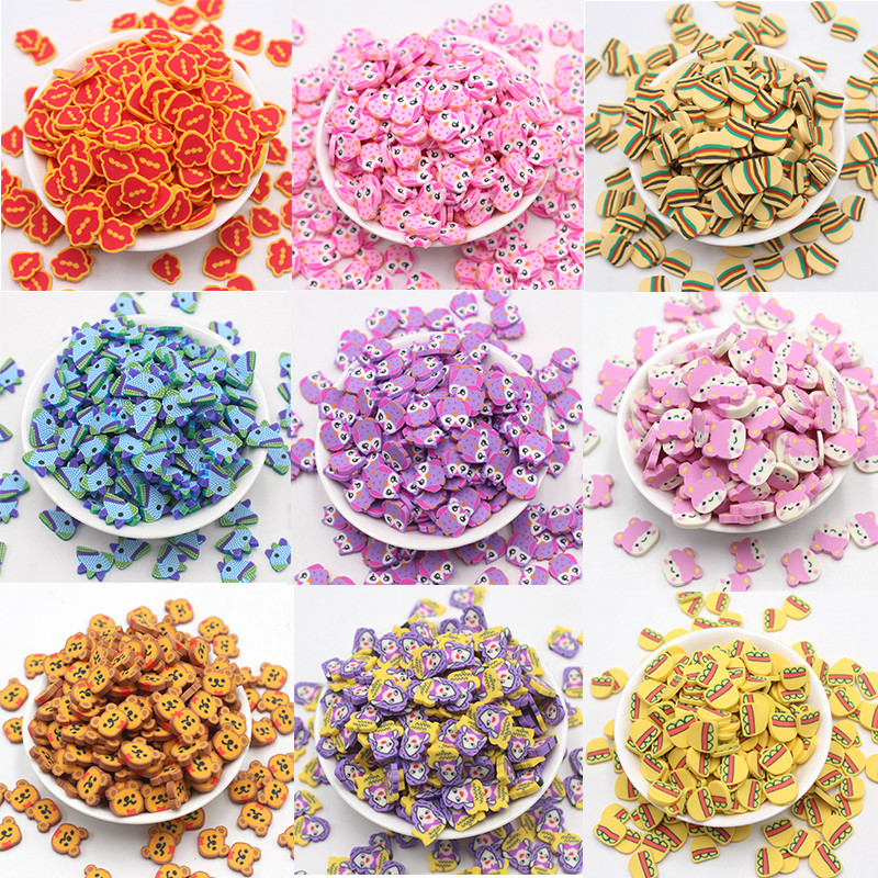 

100g/Lot Pretty Owl Mermaid Whale Hamburg Clay Slices Soft Pottery Animal Miniaure Sprinkles for DIY Crafts Filling Accessories