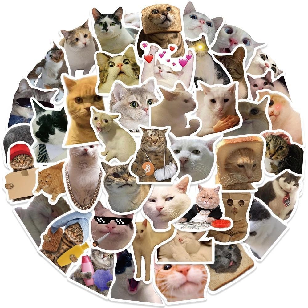 

10 / 50PCS Stiker Motif Kucing MEME Gaya Vintage Untuk Dekorasi Laptop / Kulkas / Koper / Notebook / Motor DIY Paper Stationery