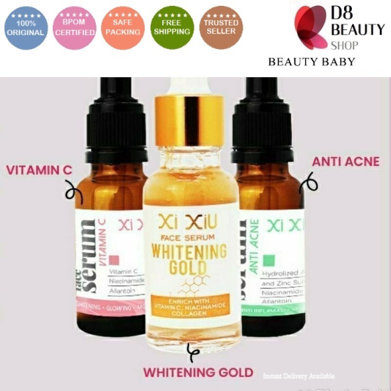 XI XIU Face Serum Vitamin C | Anti Acne | Whitening Gold 20 ml Vit C | Brightening Glow Concentrate 