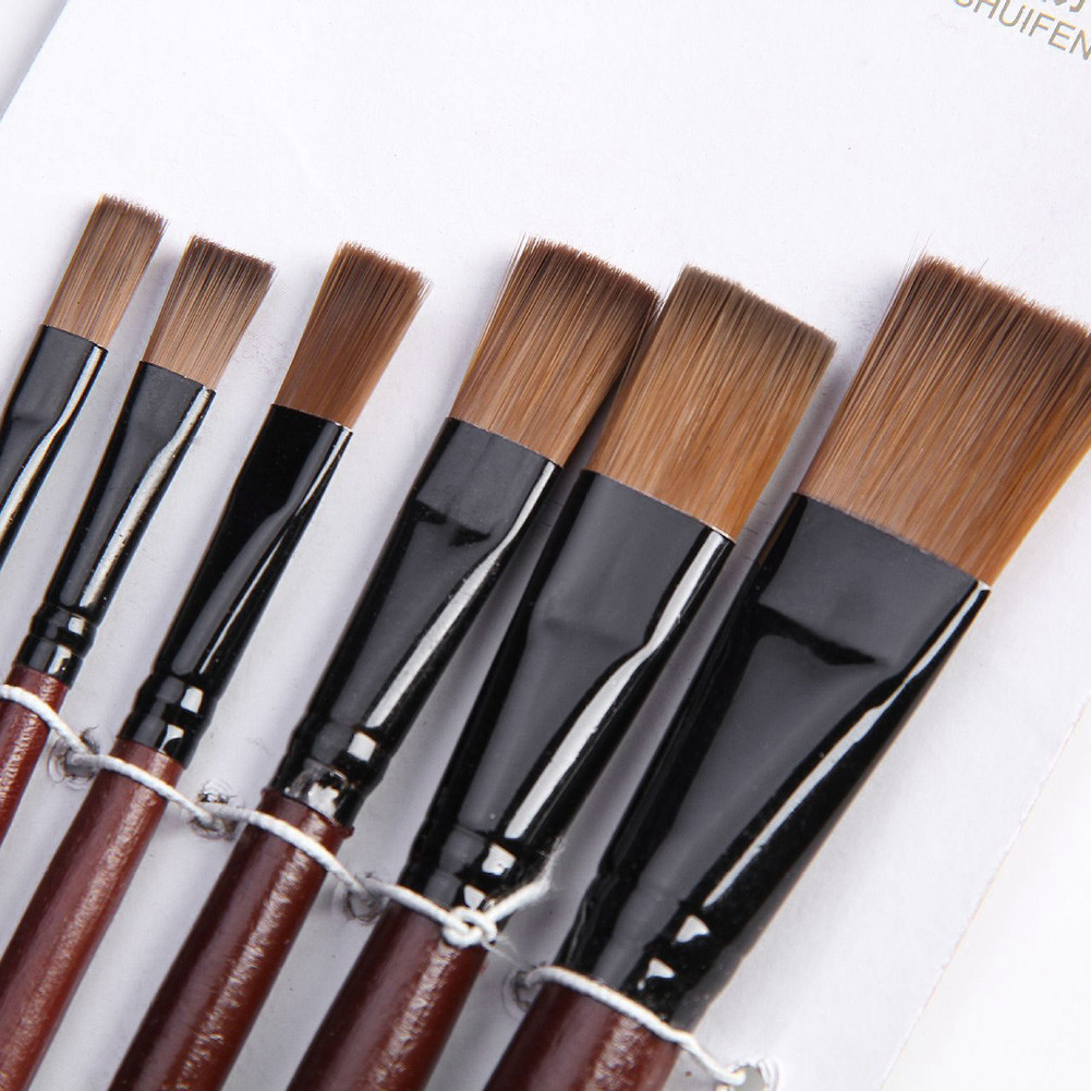 

6Pcs Nylon Acrylic Oil Paint Gouache Brushes For Artist Supplies Watercolor Set