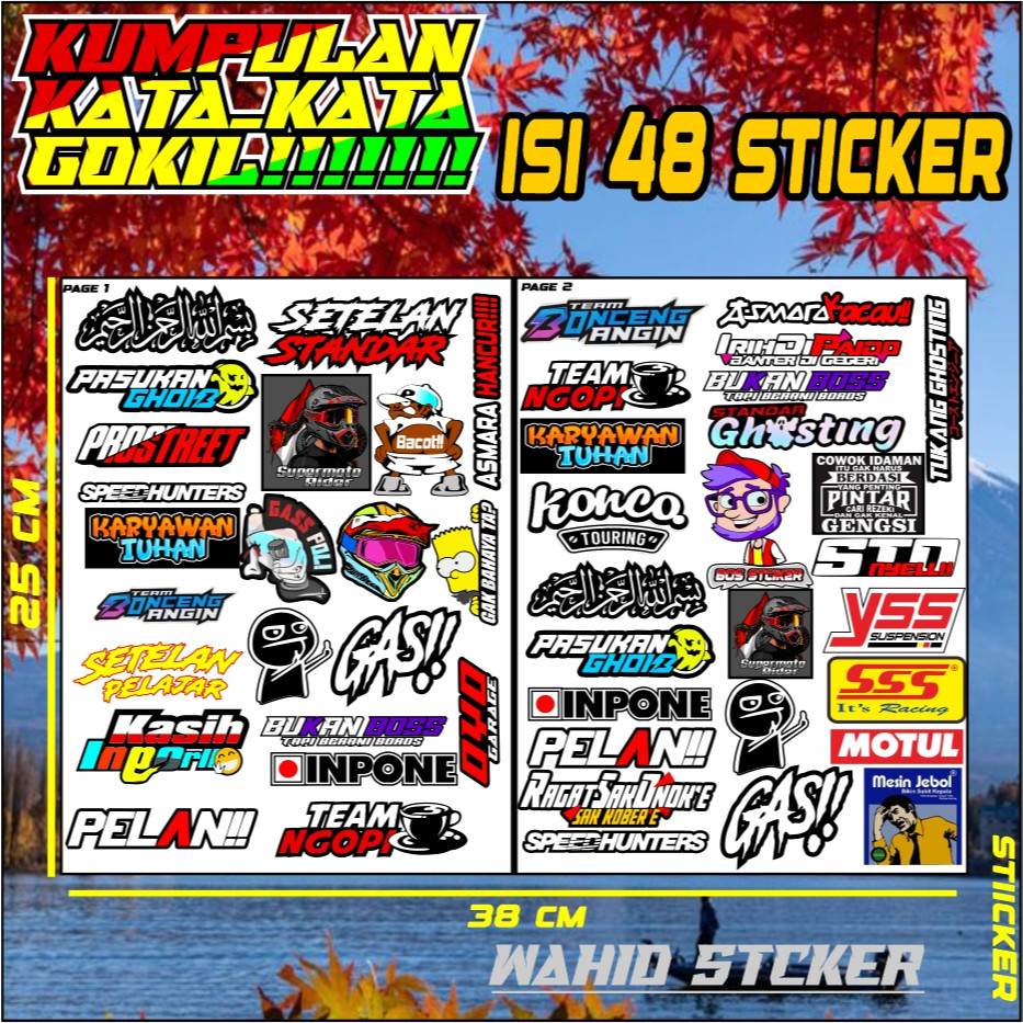 Sticker setiker stiker striping sponsor racing balap Kata-kata gokil Set Pack Terbaru Viral Isi 48 s