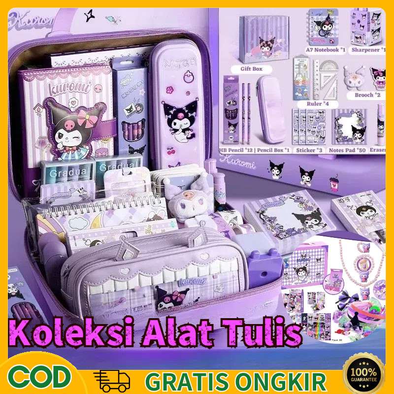 

【COD】Sanrio Kuromi Perlengkapan Sekolah Set Alat Tulis / Mewah Alat Tulis Set /Kotak Pensil Anak Set /Sanrio 9 IN 1 Gift Box Alat Tulis Set