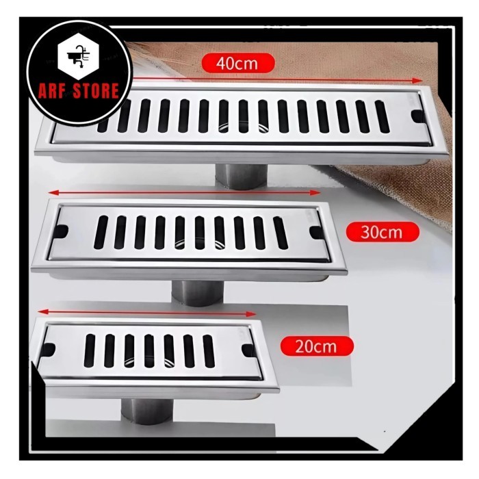 FLOOR DRAIN PERSEGI PANJANG/SARINGAN GOT 20/30/40/60CM STAINLESS