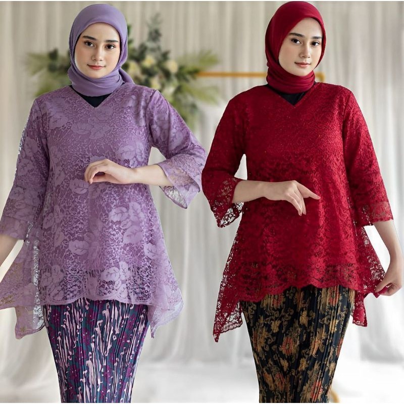 Atasan Kebaya Jumbo Ld 130 Kebaya Brokat Modern Rinjani Baju Kondangan Wanita Dewasa mewah CANTIK ME
