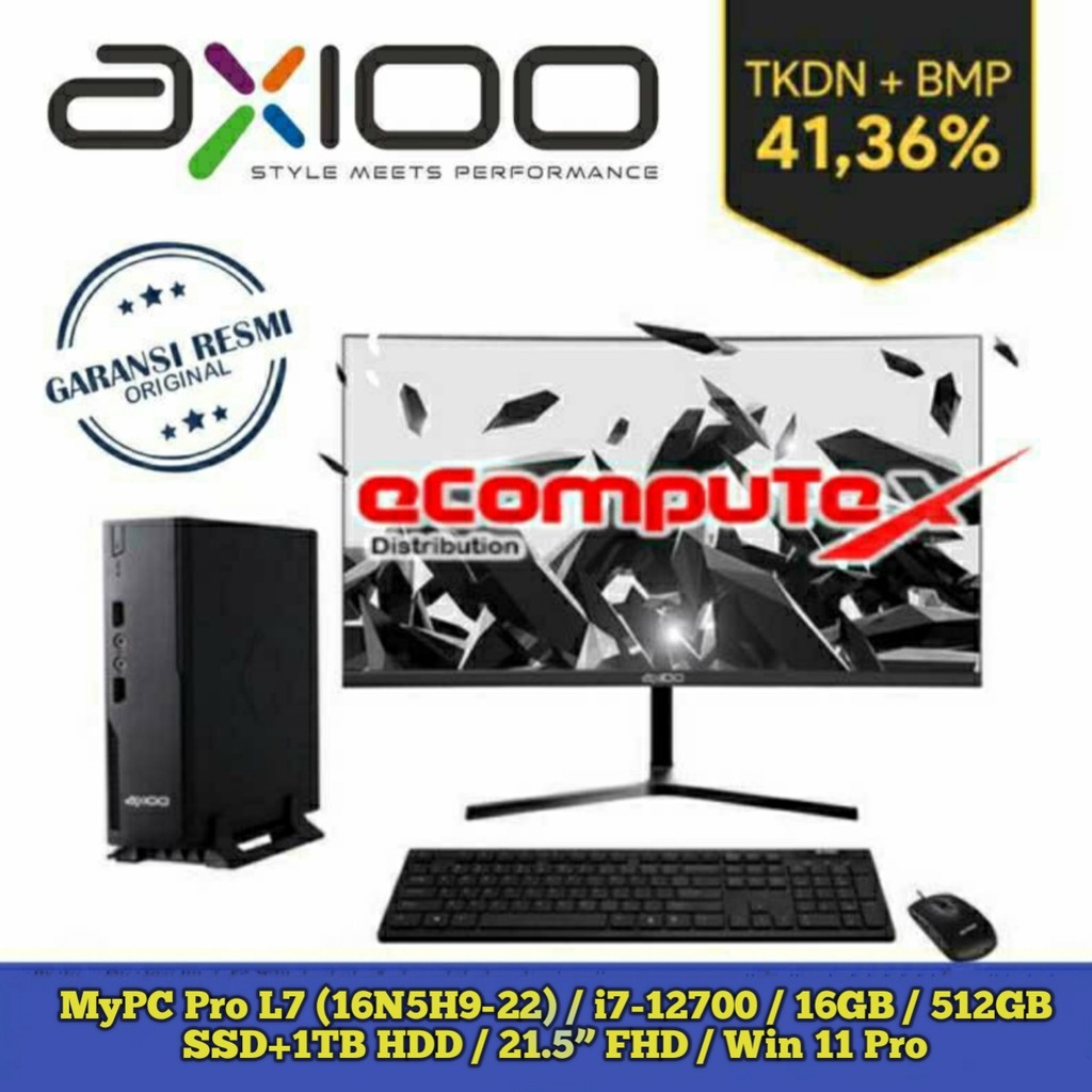 PC DESKTOP AXIOO MYPC PRO  L7 (16N5H9-22) INTEL I7-12700 16GB DDR/512GB SSD + 1TB HDD/21.5" INCH/WIN