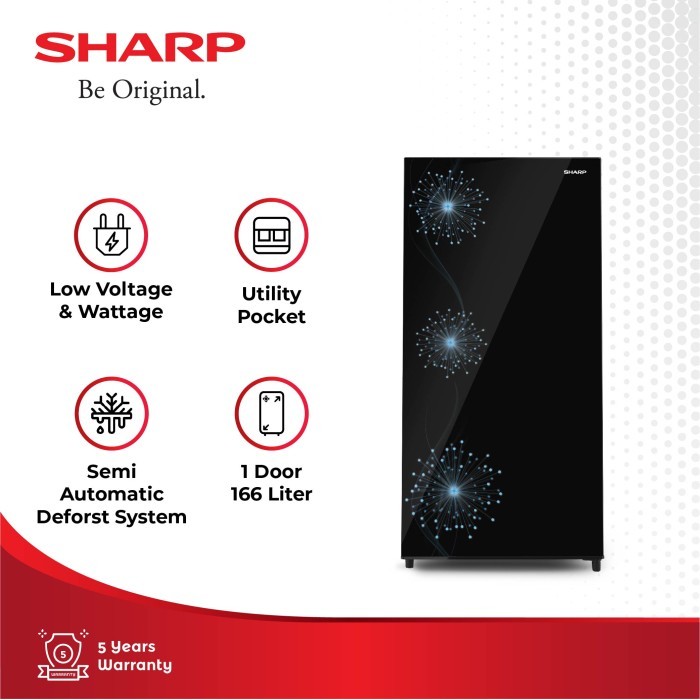 Sharp Kulkas 1 Pintu 166 Liter SJ-X187MG-DB / SJX 187 MGDB Shine Dandelion Series