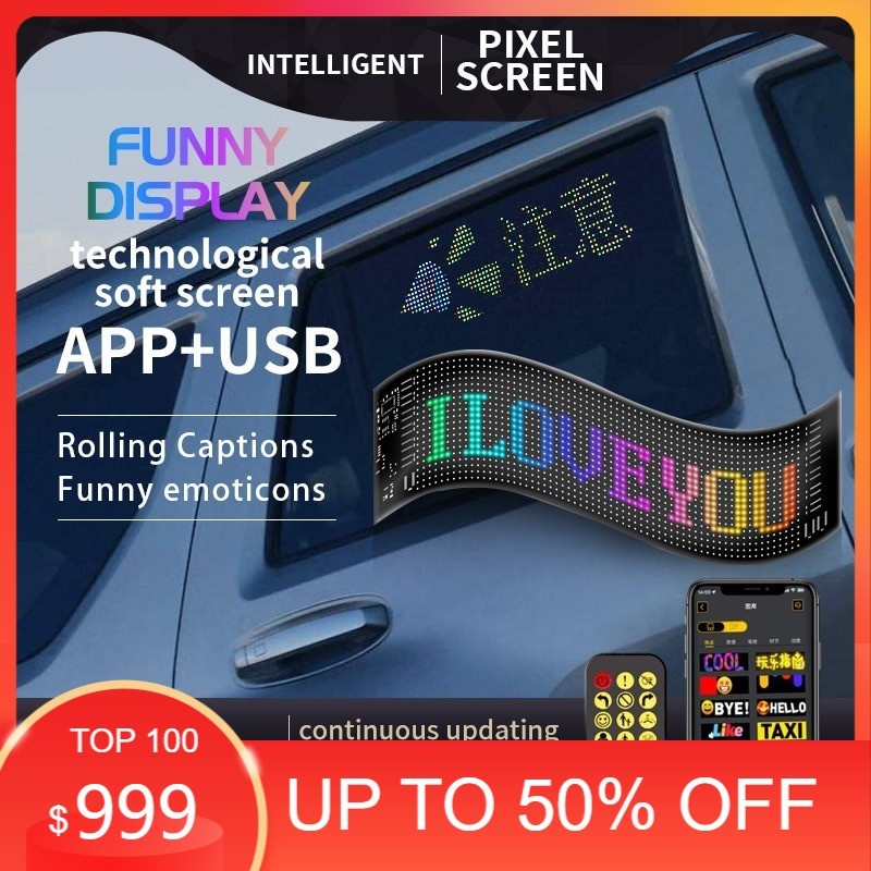 Strip Mobil LED / Strip Lampu Hias Jendela Mobil Flexible Led Car Screen Display Led Matrix Panel US