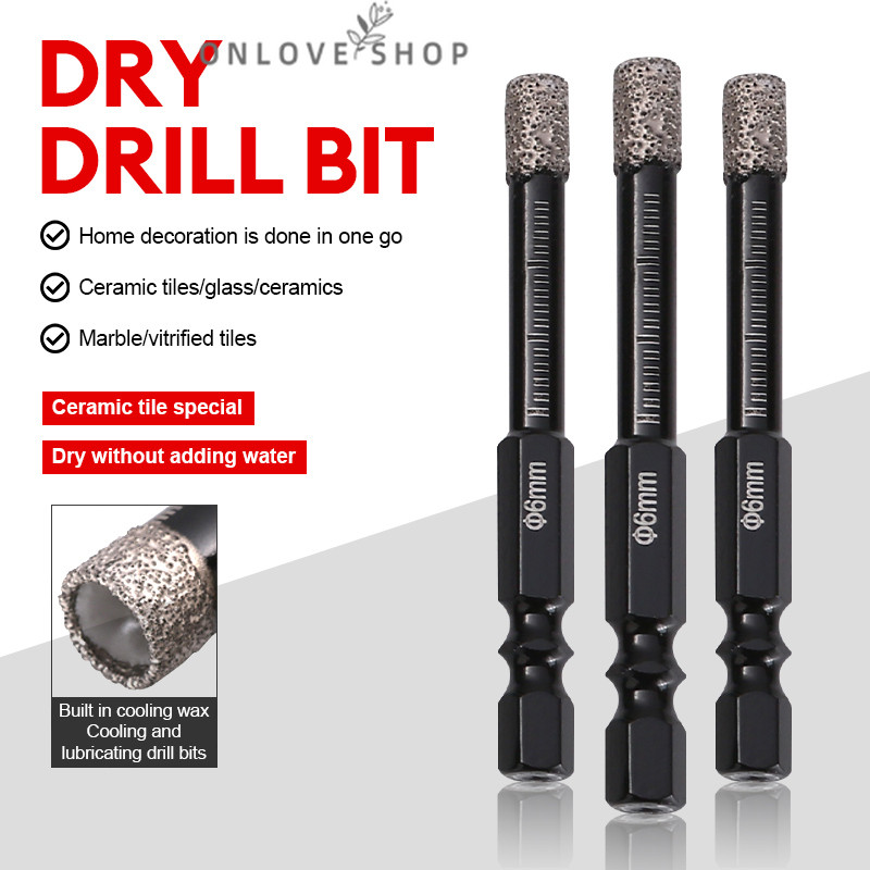 Mata Bor/Ubin Keramik Kering Mata Bor/Brazing Marmer Mata Bor/Brazing Batang Heksagonal Alat Bor-ON