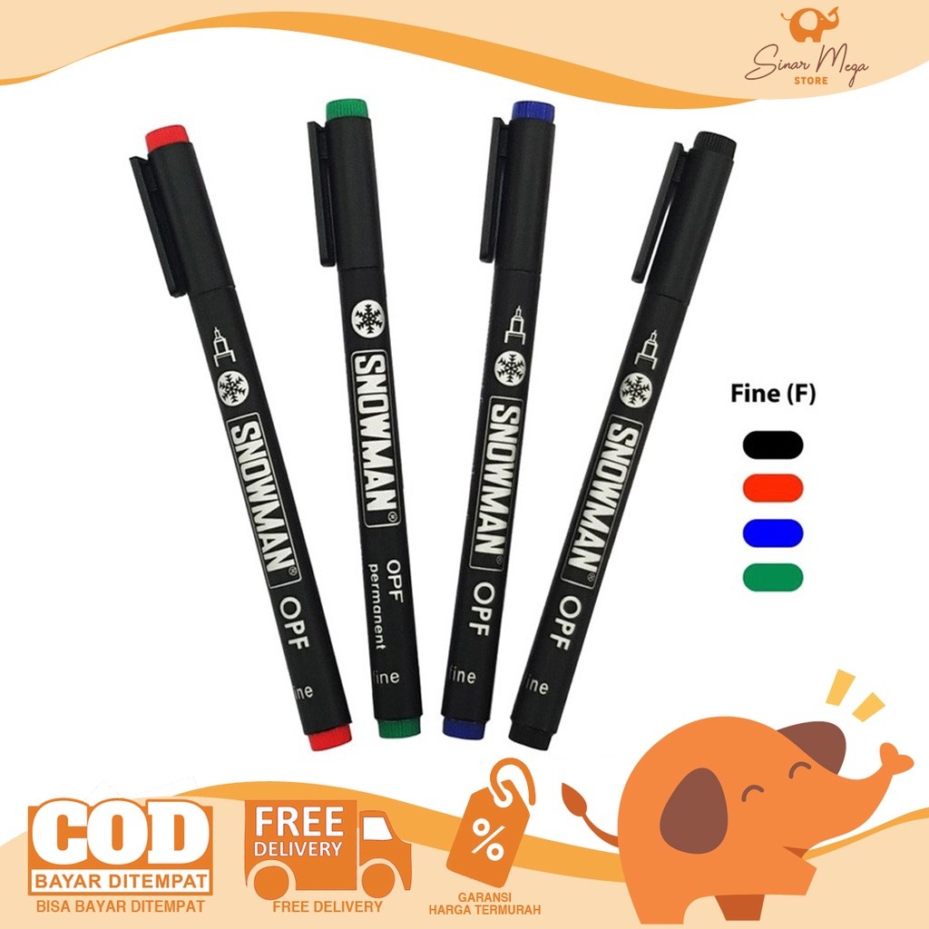 Snowman Permanent Marker / Spidol OHP F (Fine)