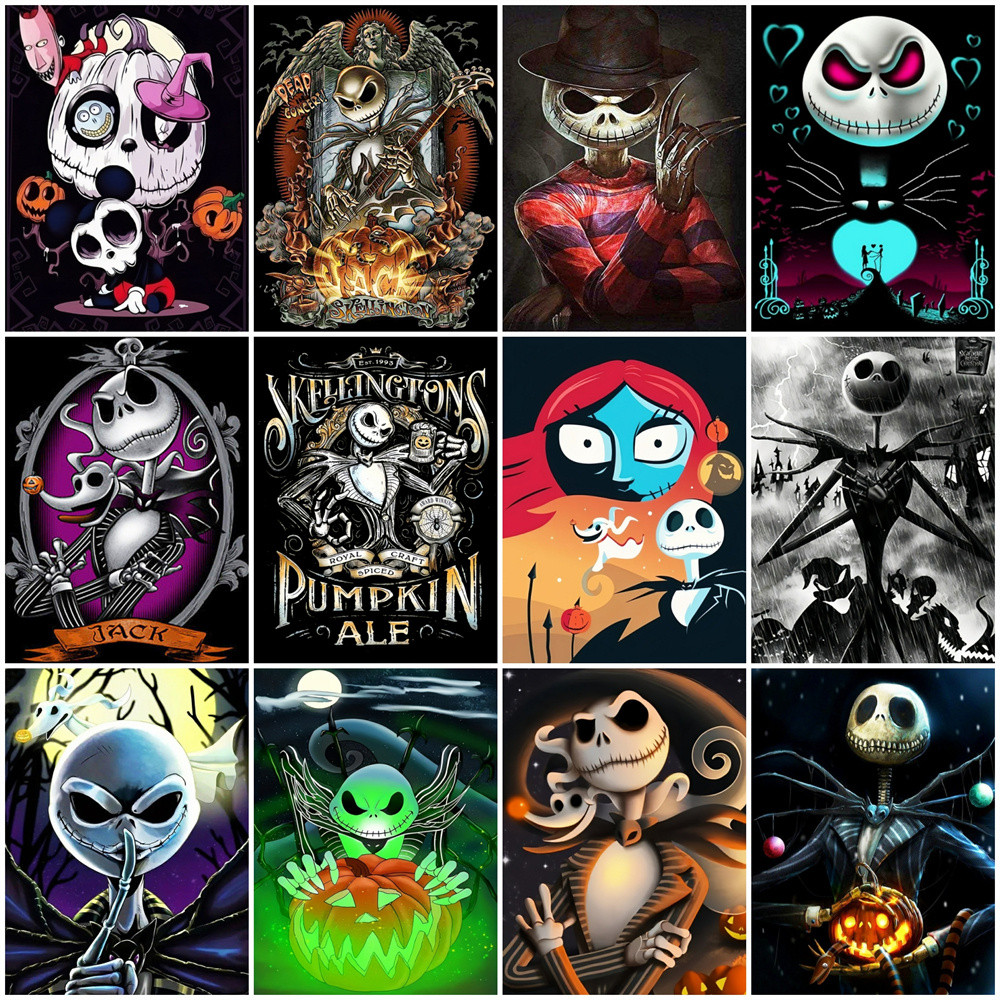 

Disney Cartoon DIY Paint By Numbers The Nightmare Before Christmas Villains Coloring Digital Painting Halloween Gift Home Decor