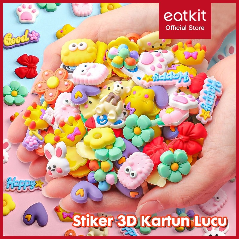 

Eatkit 3D Sticker Kartun Lucu Manik Tempel Botol Minum Karakter Esthetic Stiker Timbul Aksesoris