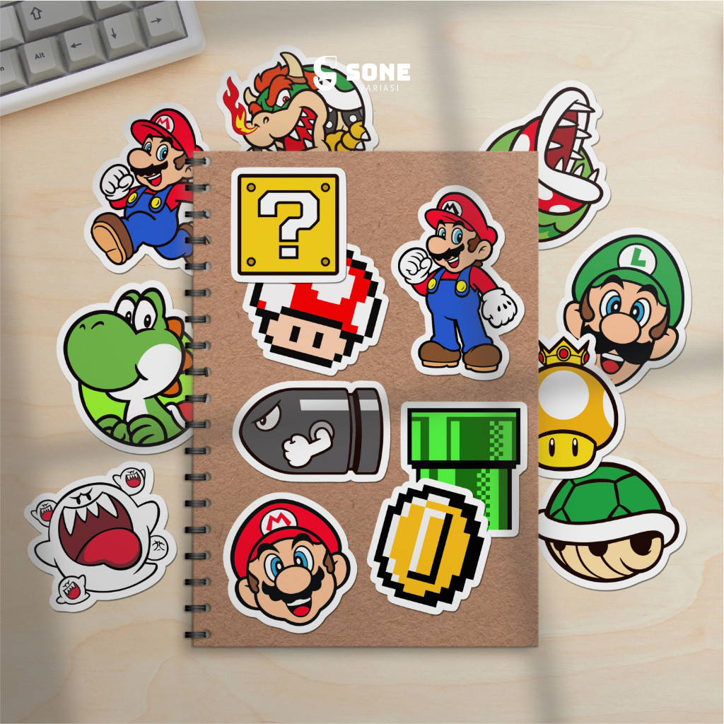 

Stiker Mario Bros Paper Vinyl Waterproof Sticker Laptop Koper Thumbler Buku Journal Casing Phone