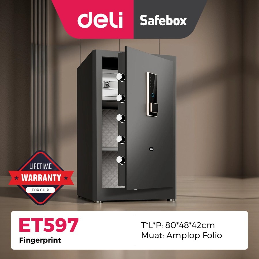 

BRANKAS DIGITAL DELI ET-597 Four Unlocking & Finggerprint / SAFE DEPOSIT BOX ET597