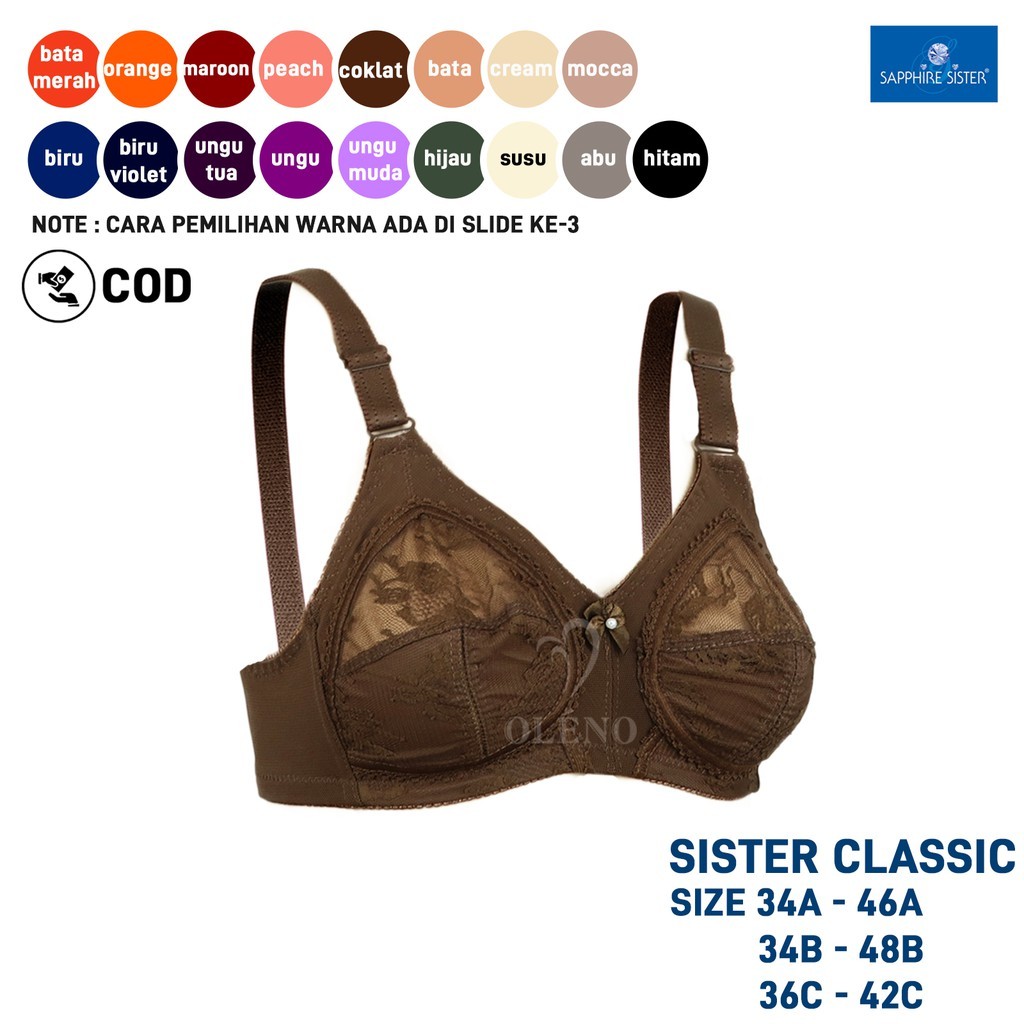 RK46Y Sapphire Sister Original Bra Tanpa Kawat Tanpa Busa  - Cup A, B & C - BH Sister
